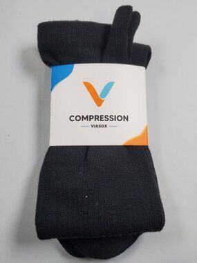 Viasox Easy Stretch Compression Socks Women Size L - XL NWT Black Bamboo Blend